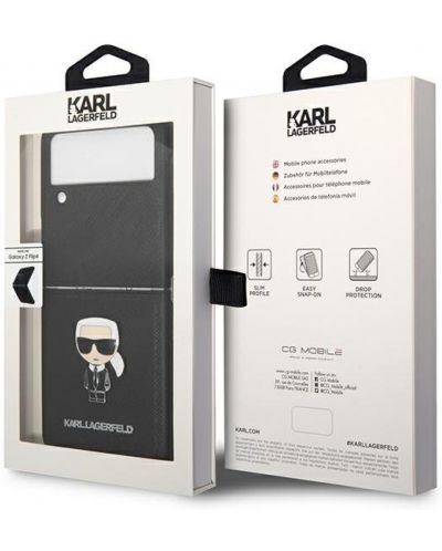 Калъф Karl Lagerfeld - Saffiano Ikonik Karl, Galaxy Z Flip 4, черен - 5